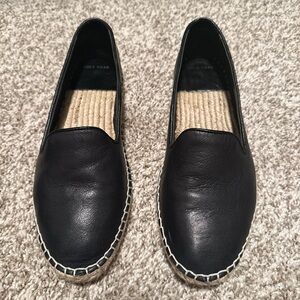 Cole Haan Black Leather Espadrille Flats